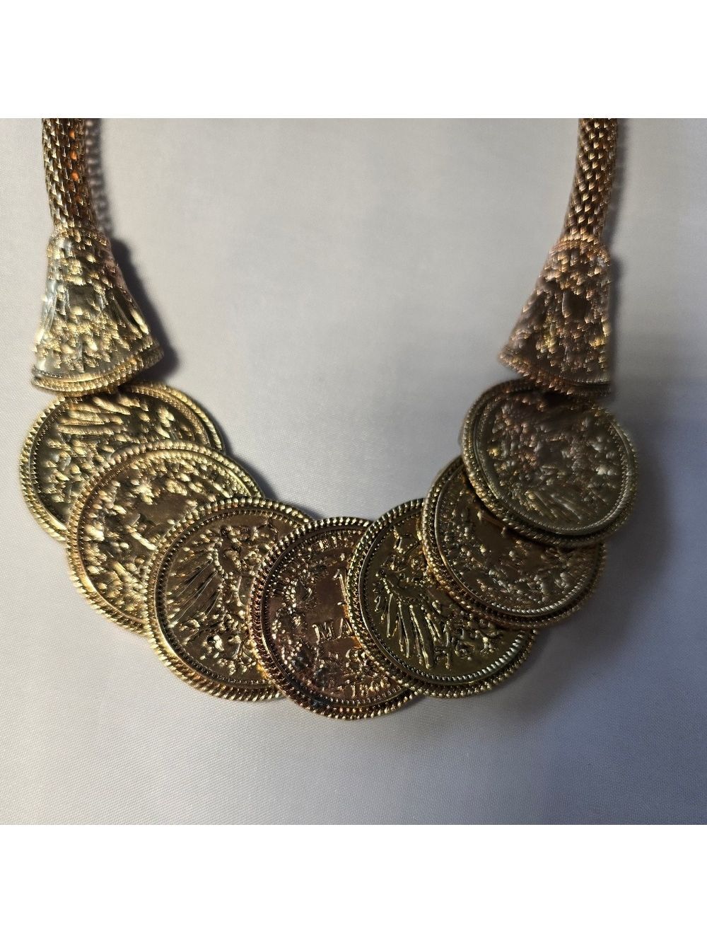 Vintage lucky coin collar necklace.